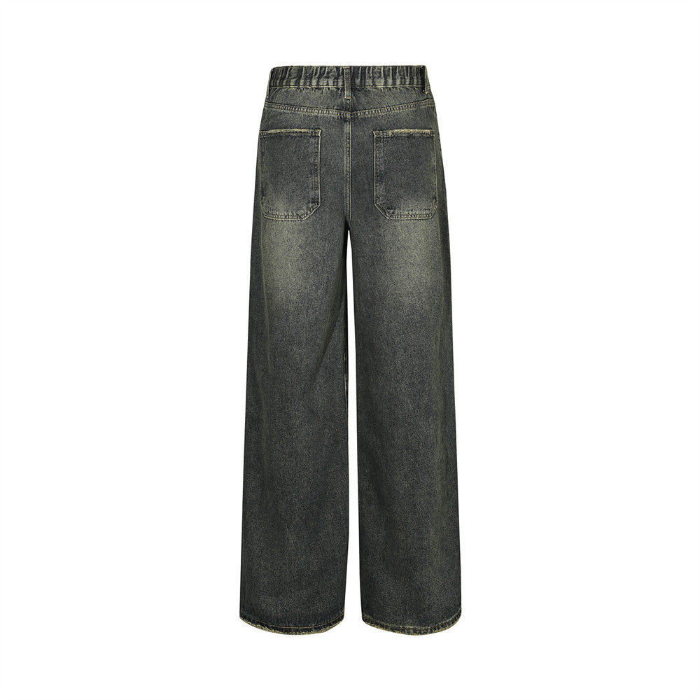 Washing Water Denim Straight-leg Trousers Men