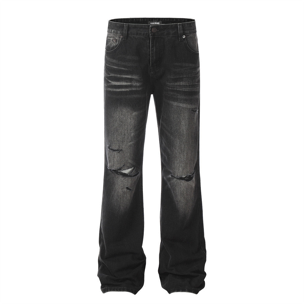 Retro Tattered Jeans Denim Trousers For Men