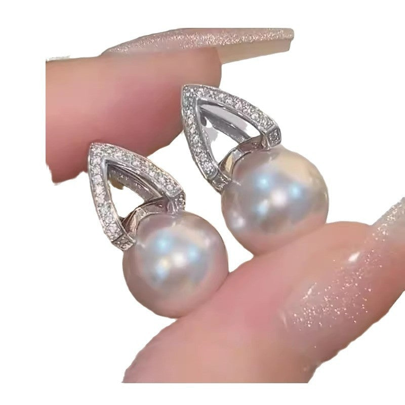 Special-interest Design Simple Zircon Pearl Earrings Women's Fashion