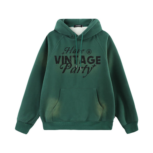 Street Letters Printed Velvet Padded Hoodie