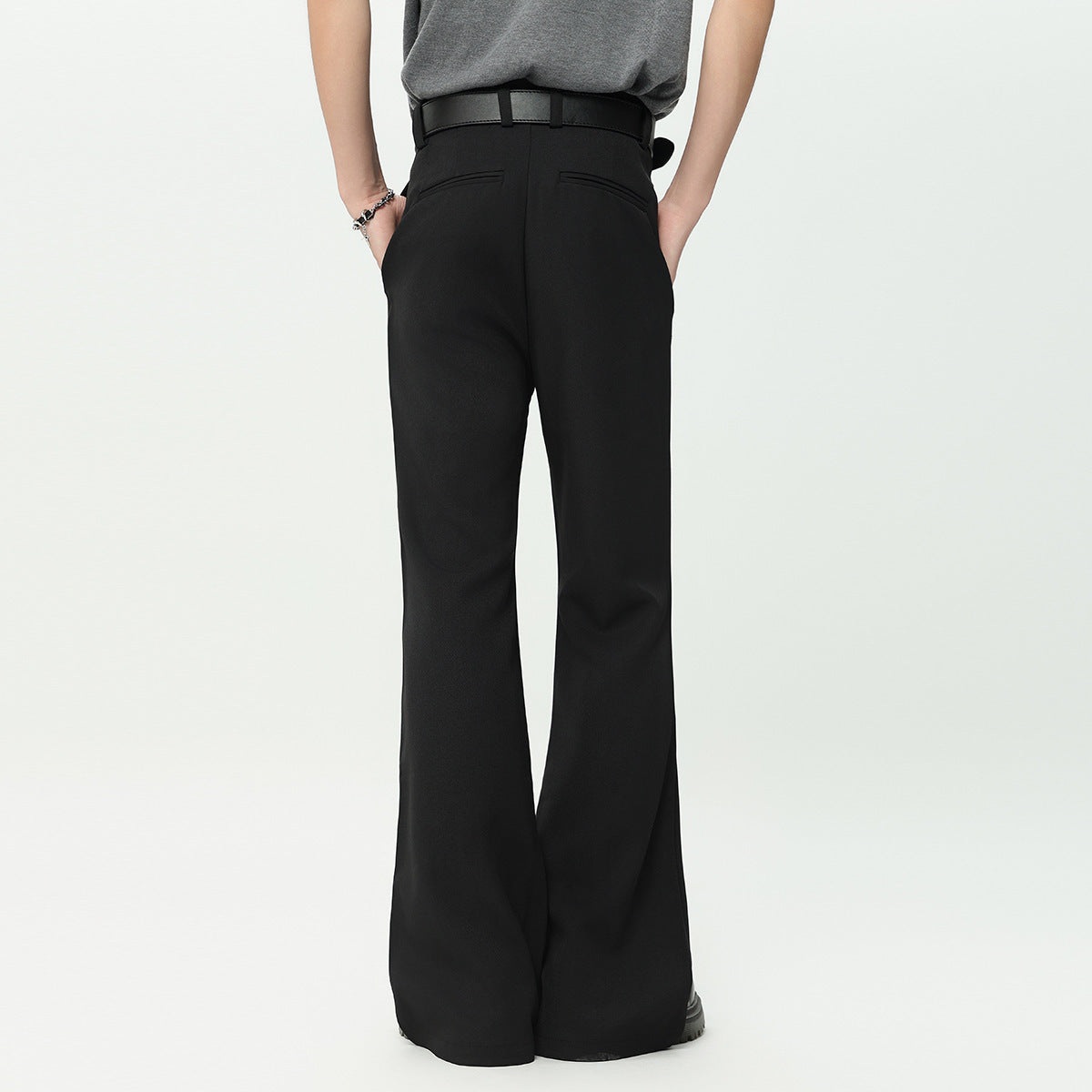 Draping Effect Skinny Black Suit Pants