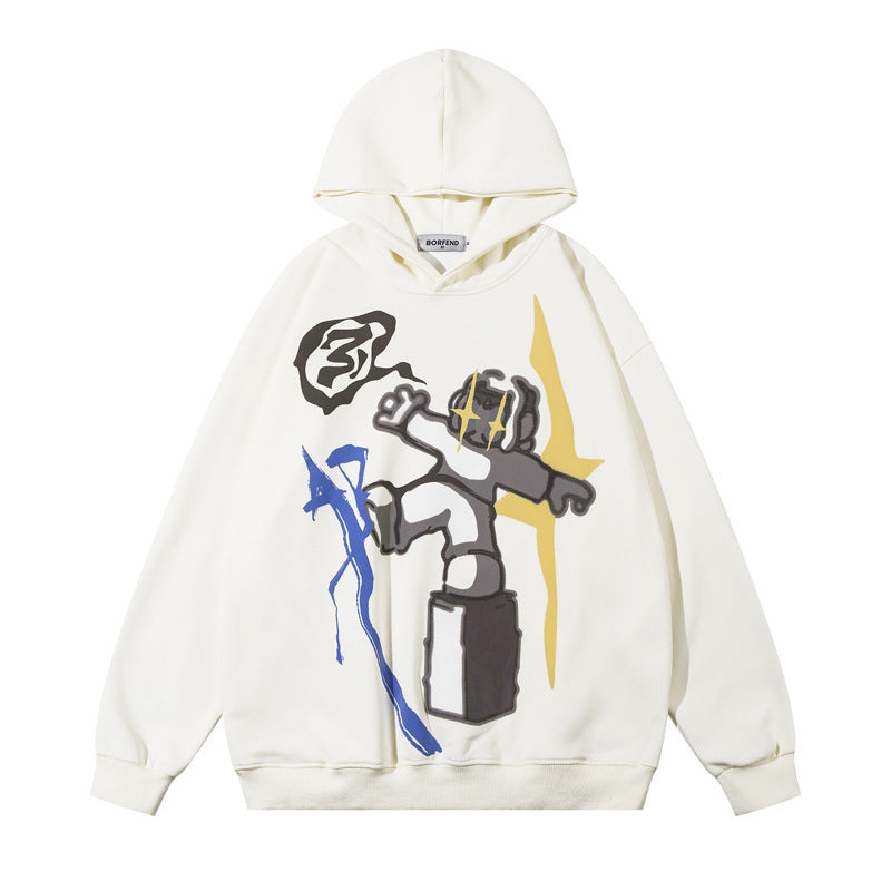 Cartoon Character Graffiti Loose Hooded Sweater