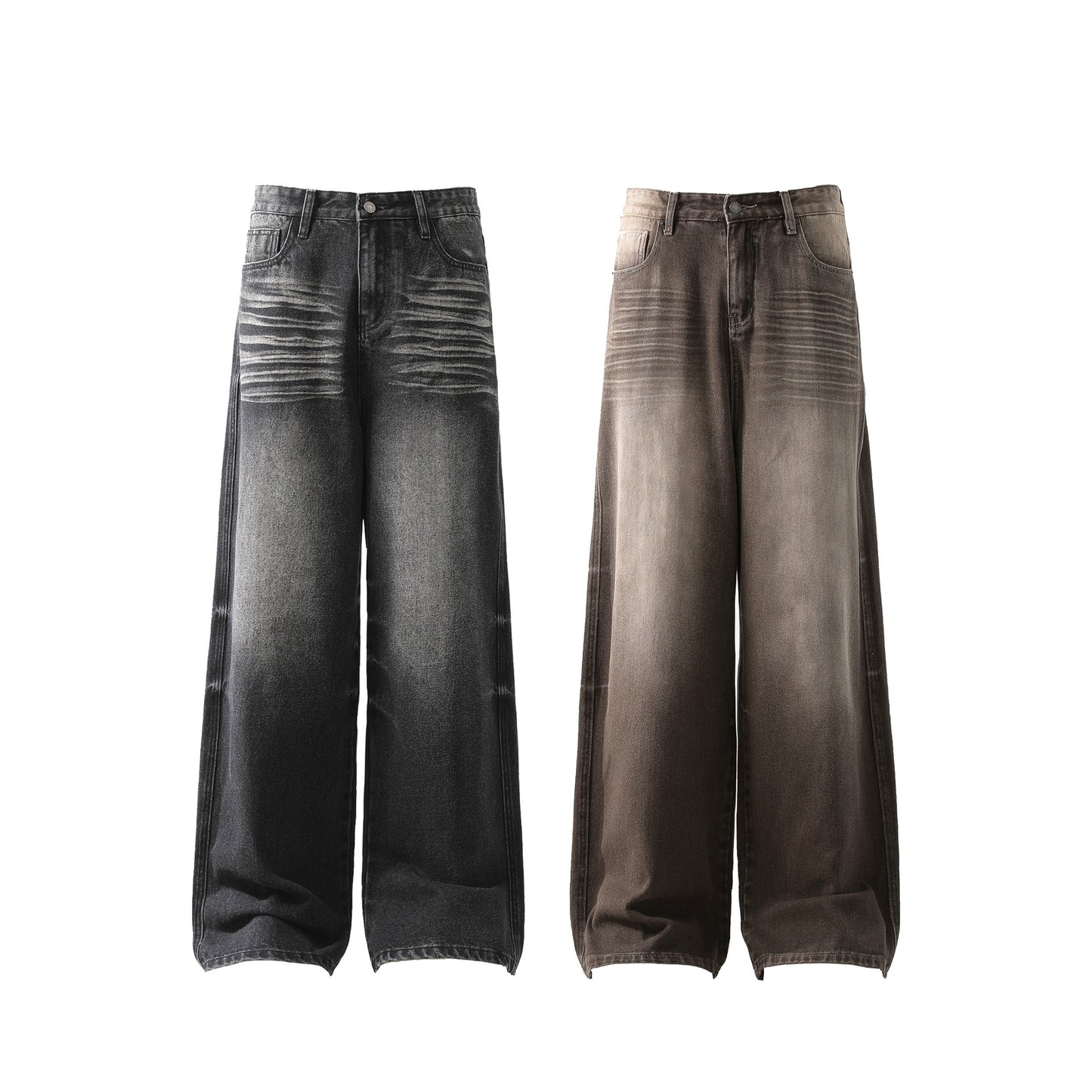 Jeans Washed-out Vintage Straight-leg Trousers