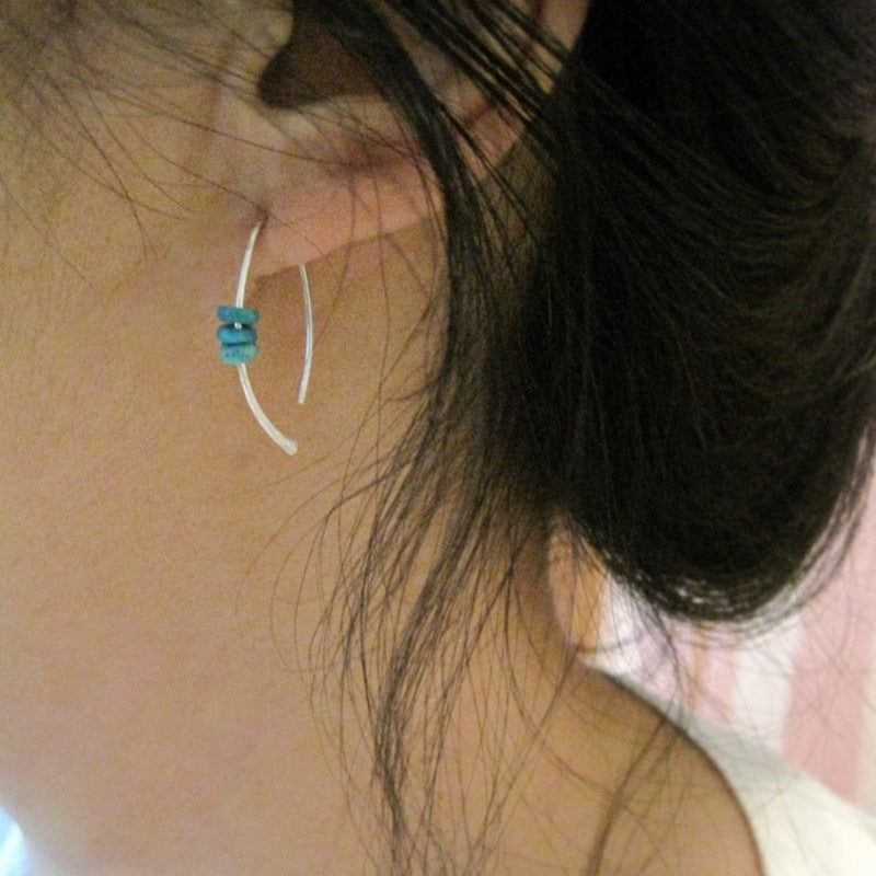 New Product Metal Geometry Ran Made Turquoise Ear Hook