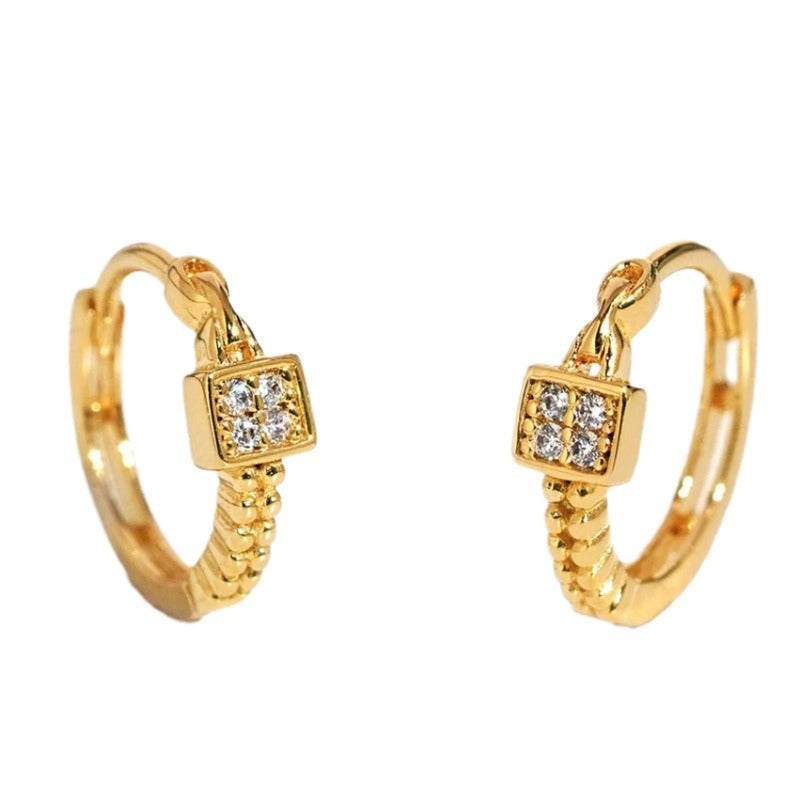 Square Diamond Small Earrings Niche Design Commuter