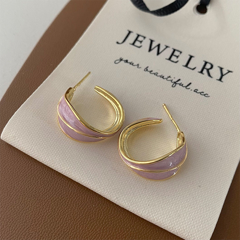 Women's Retro Easy Matching Drip Glazed Round Earrings