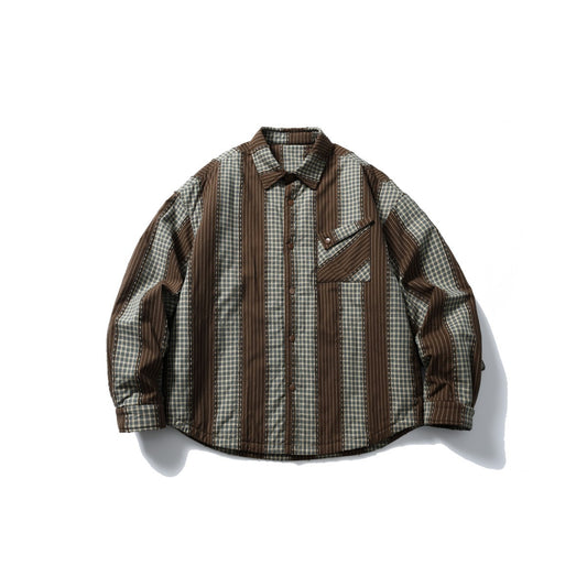 Winter Quilted Cotton Striped Distressed Shirt