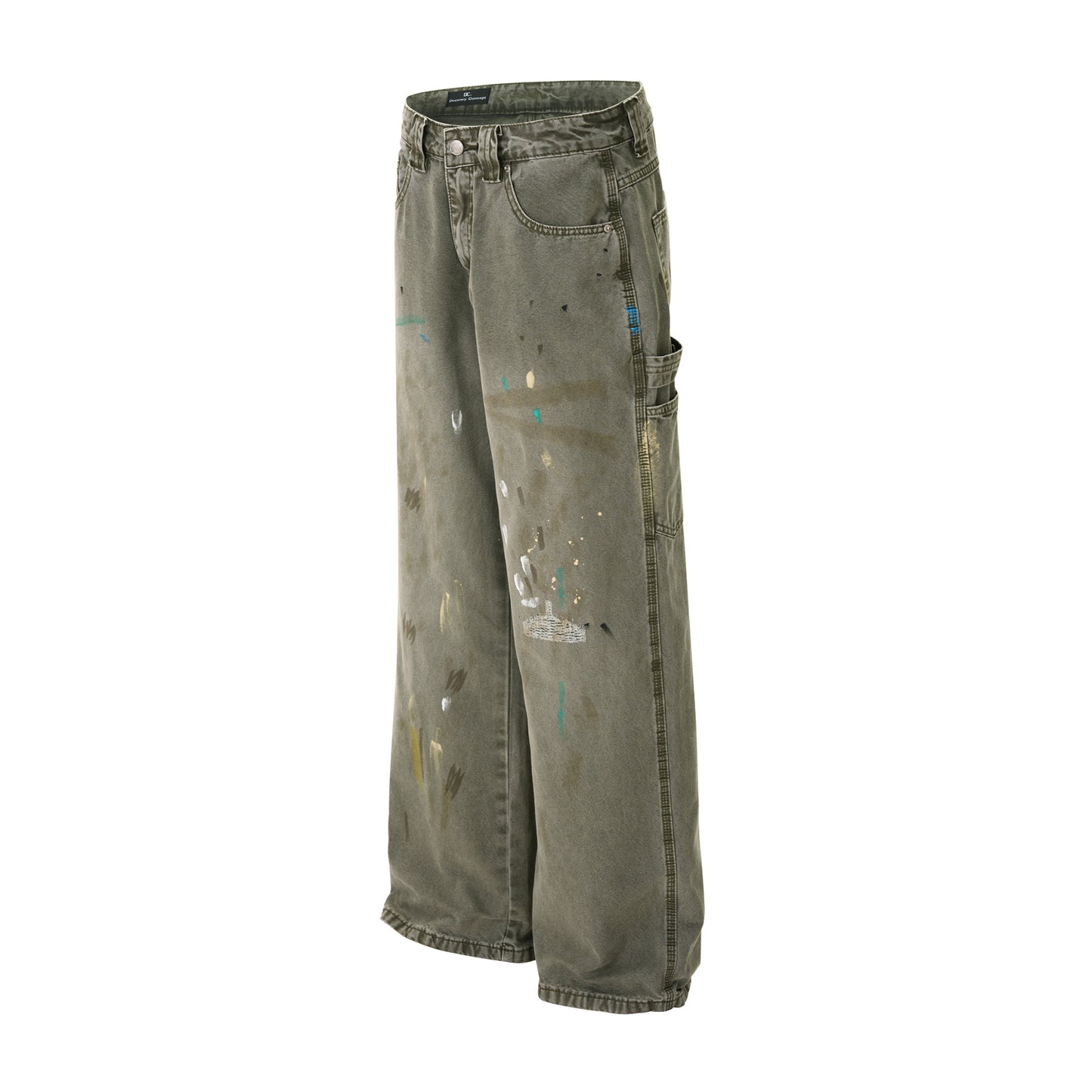 Painted Old Design High Sense Loose Denim Trousers