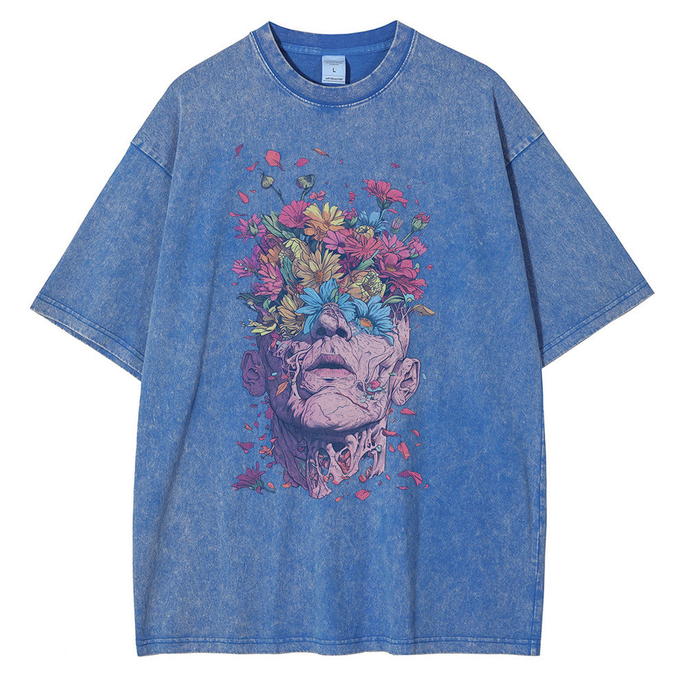 Heavy Cotton T-shirt Flowers Bloom