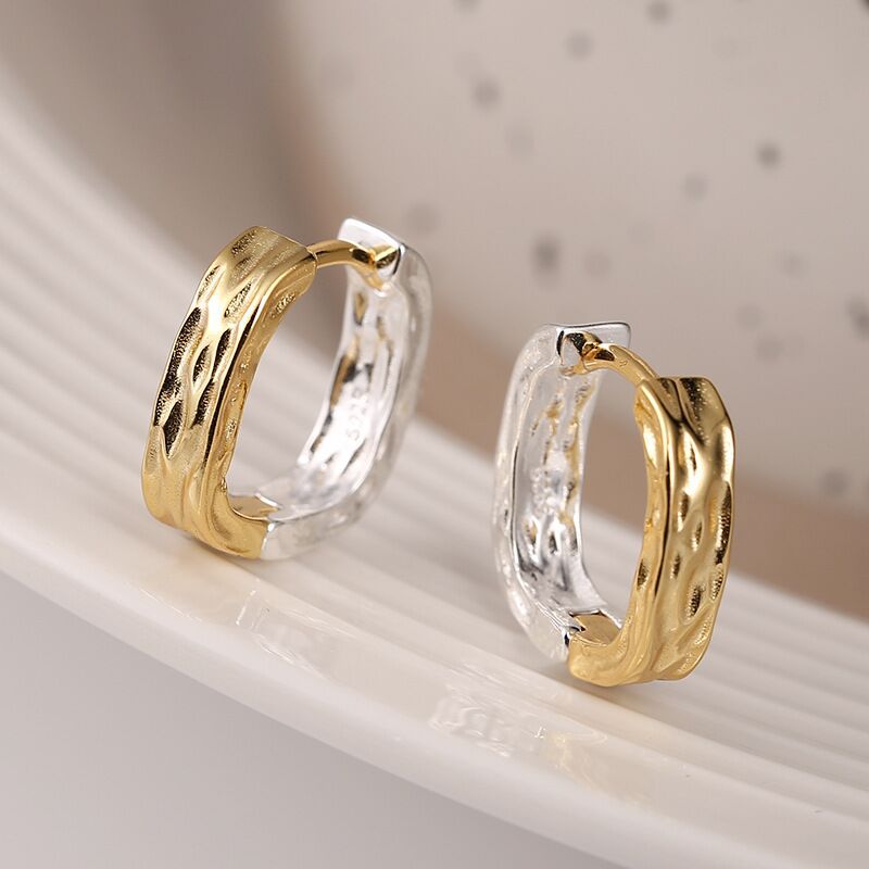 Creative Personality Geometric Concave Convex Color Matching Square Ear Clip