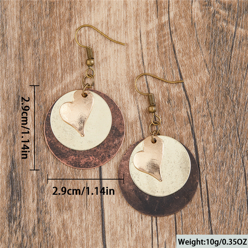 Vintage Bohemian Multi-layer Love Round Pendant Earrings