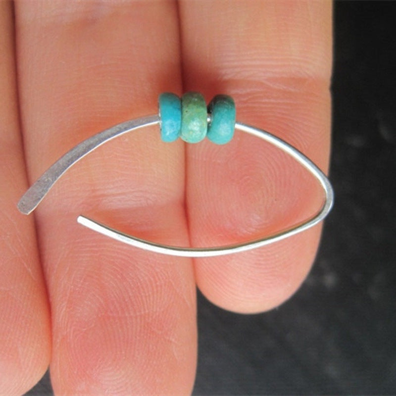 New Product Metal Geometry Ran Made Turquoise Ear Hook