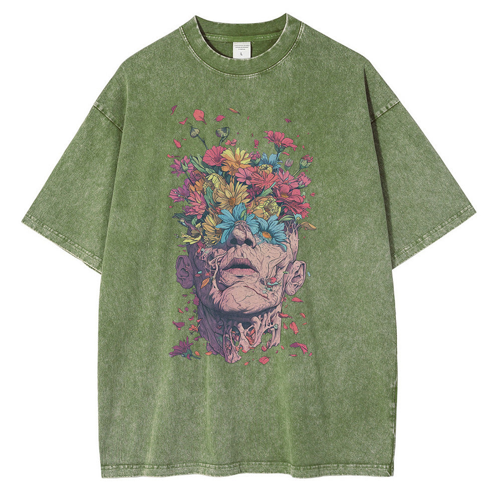 Heavy Cotton T-shirt Flowers Bloom