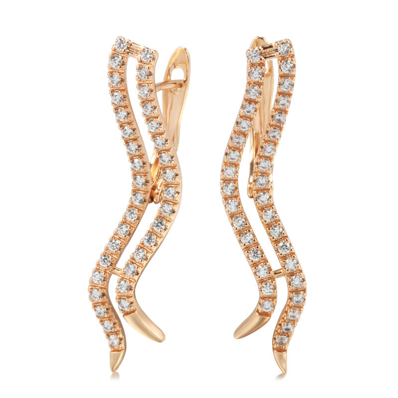 Zircon Geometric Earrings Temperament 585 Rose Gold