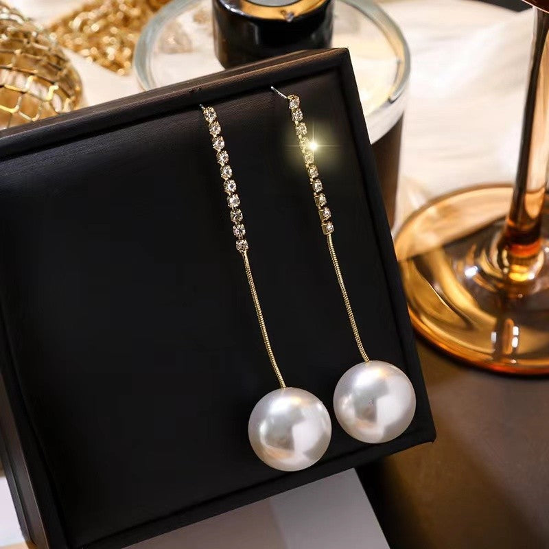 Fashion Personality Long Pearl Earrings Women