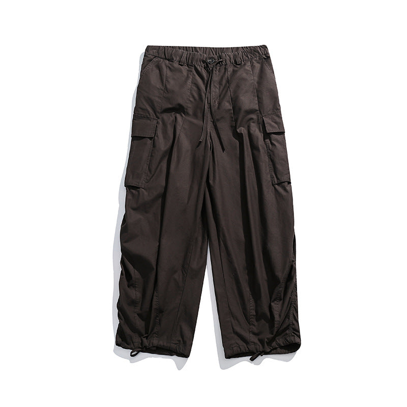 Solid Color Three-dimensional Large Mouth Straight-leg Trousers