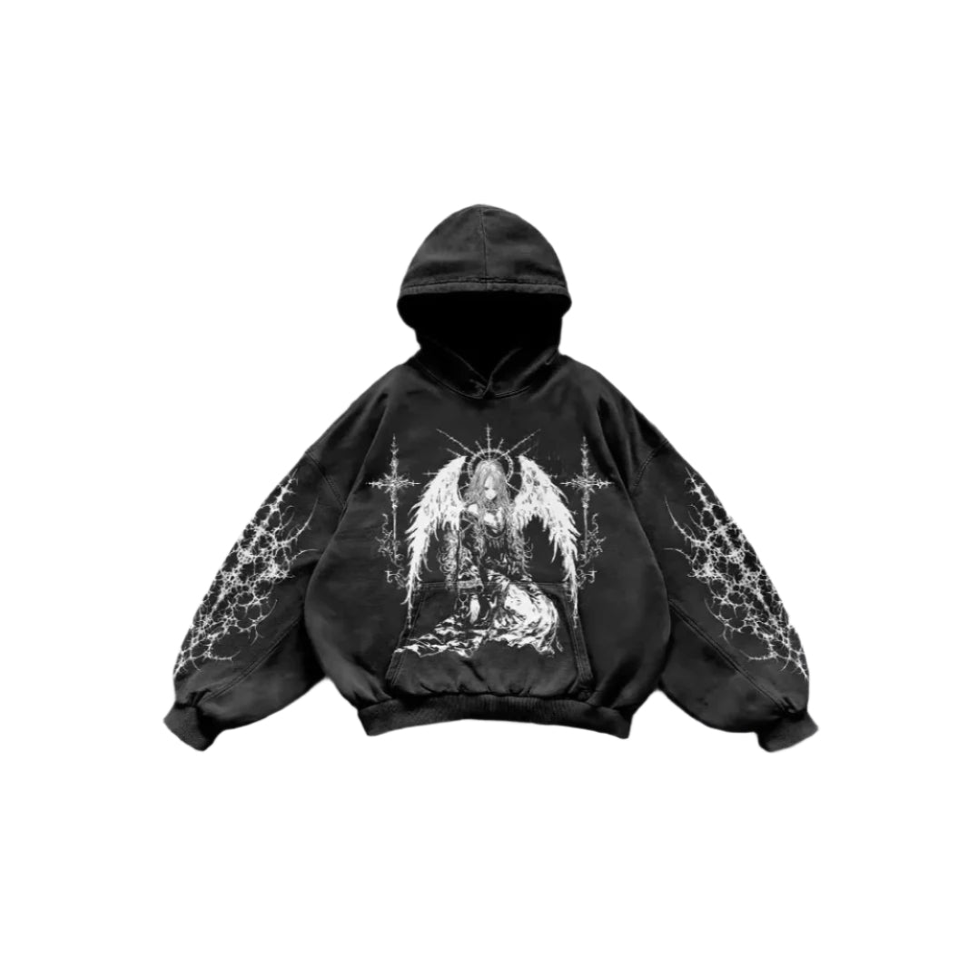 Vintage Skull Pattern Printed Hoodie