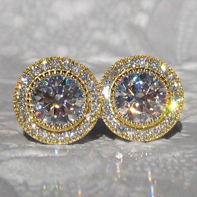 Zircon Full-jeweled Stud Earrings Female