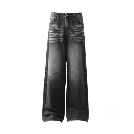 Jeans Washed-out Vintage Straight-leg Trousers