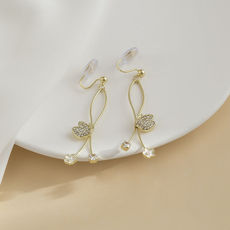 Elegant Butterfly Earrings Long Slimming Flower Earrings