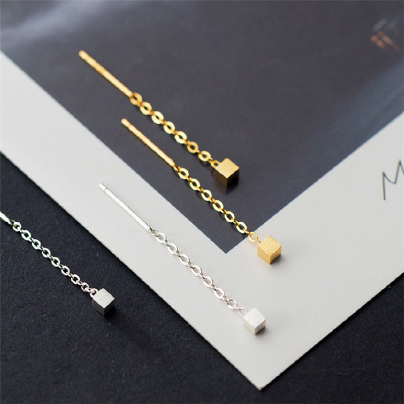 Fashion Minimalist Geometric Small Square Chain Hanging Earrings