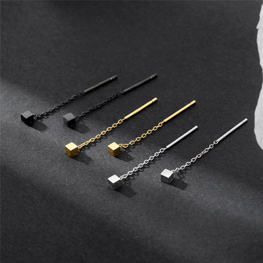 Fashion Minimalist Geometric Small Square Chain Hanging Earrings