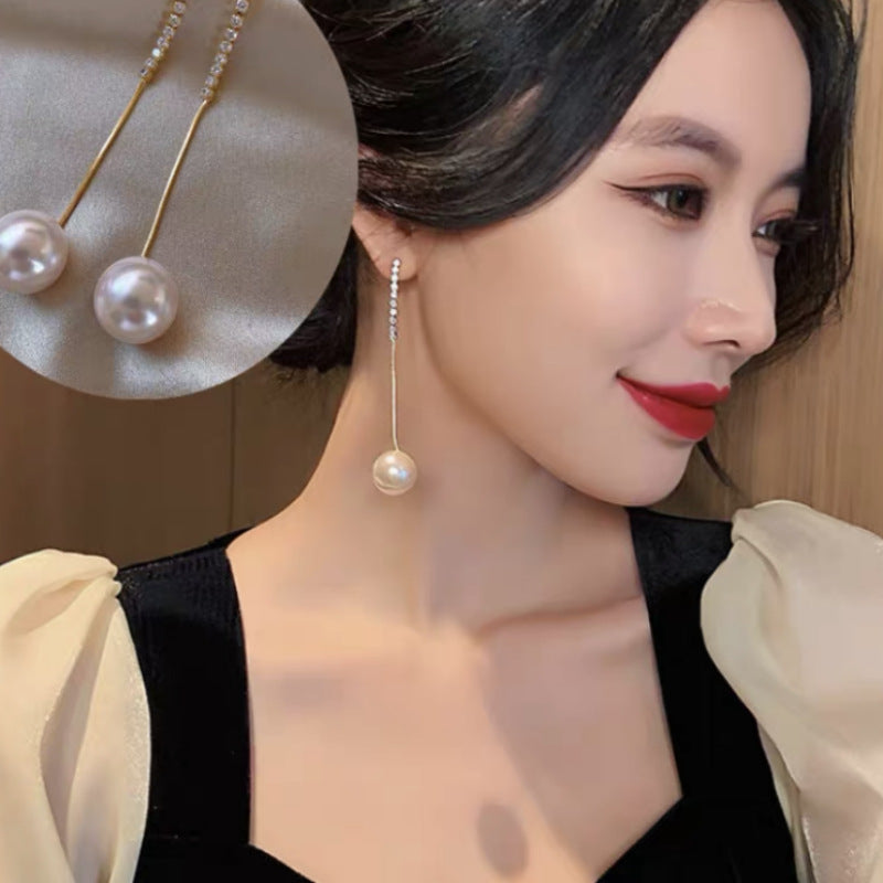 Fashion Personality Long Pearl Earrings Women