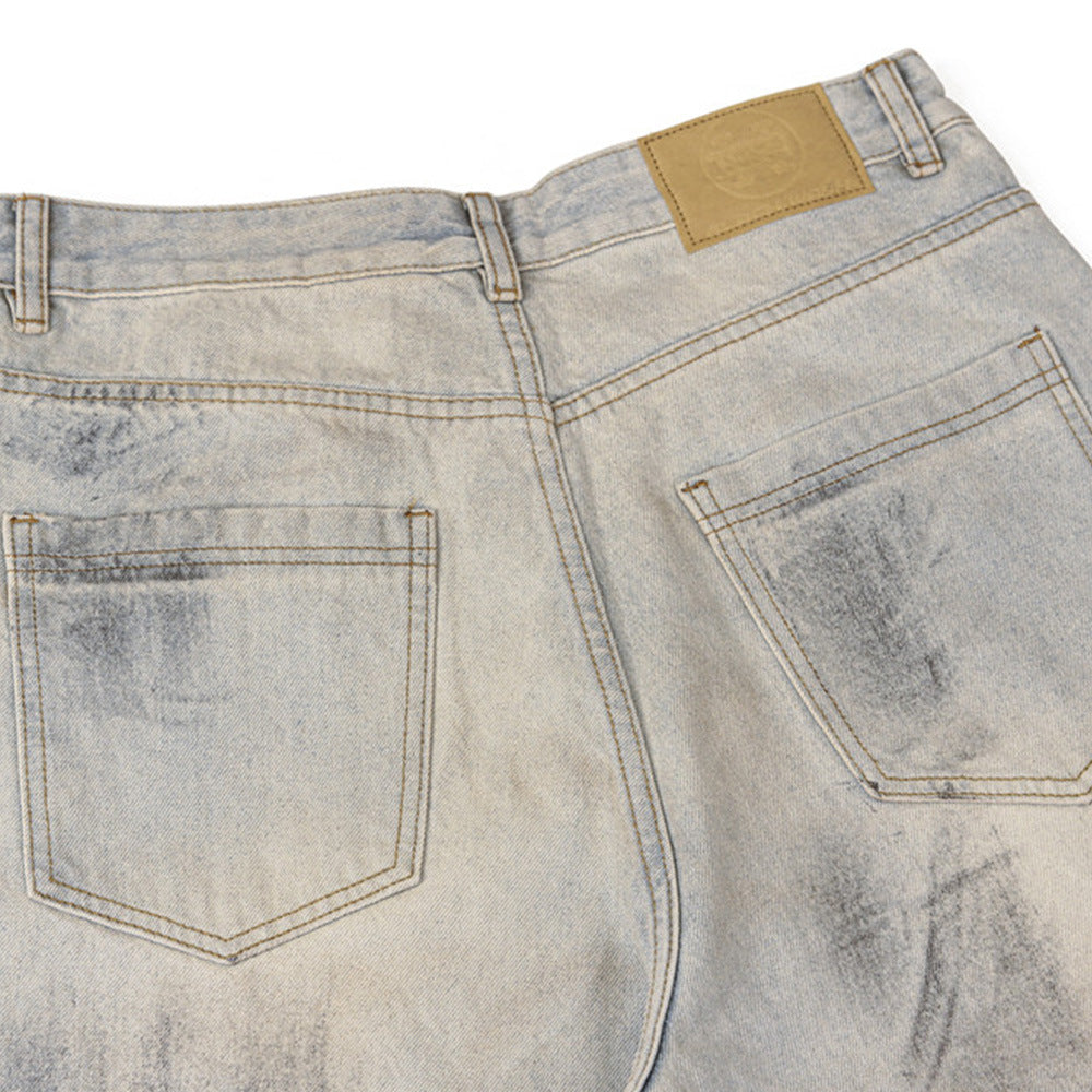 Men's Shabby Dirty Loose Hole Jeans