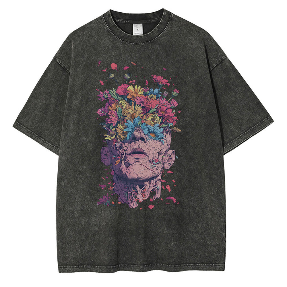 Heavy Cotton T-shirt Flowers Bloom