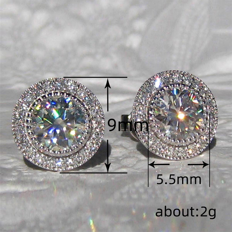 Zircon Full-jeweled Stud Earrings Female