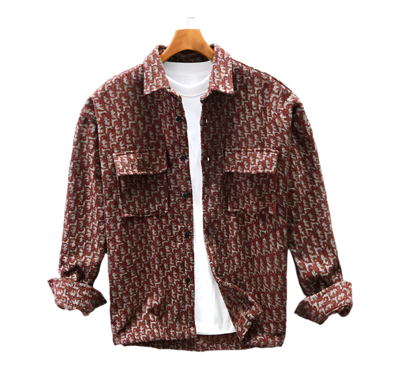 Men's Wide-style Drop-shoulder Woolen Shirt Coat