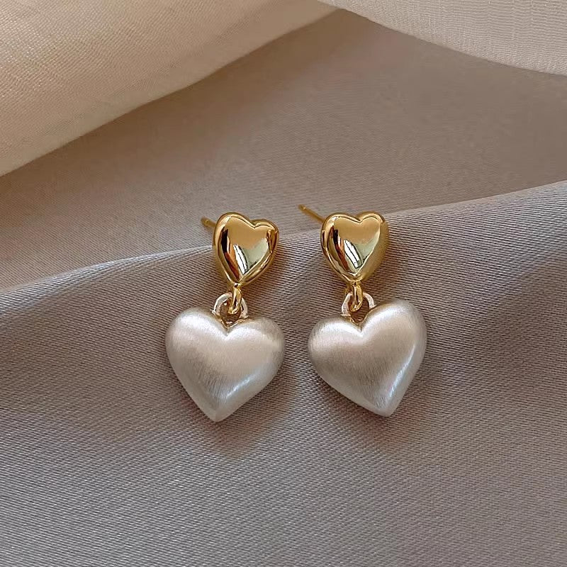 Double Love Frosted Stud Earrings For Women