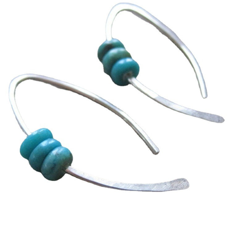 New Product Metal Geometry Ran Made Turquoise Ear Hook