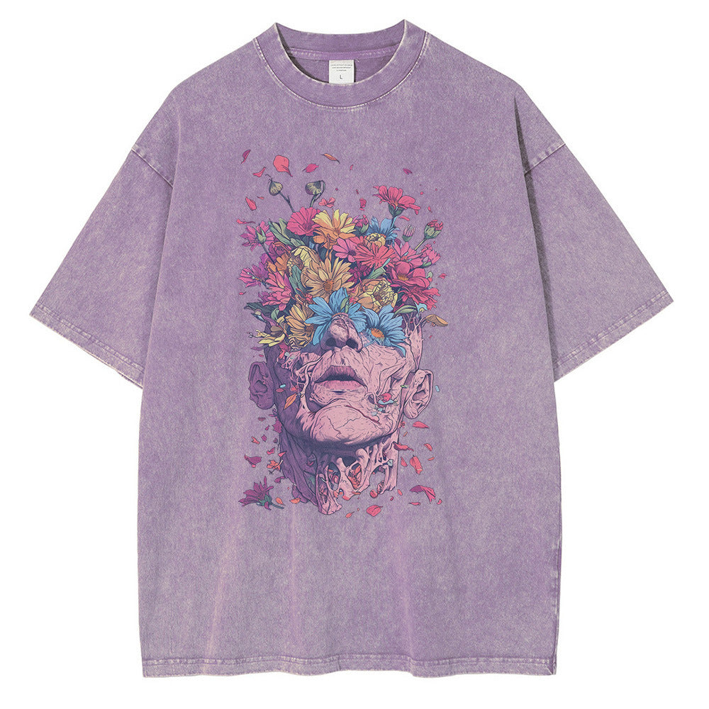 Heavy Cotton T-shirt Flowers Bloom