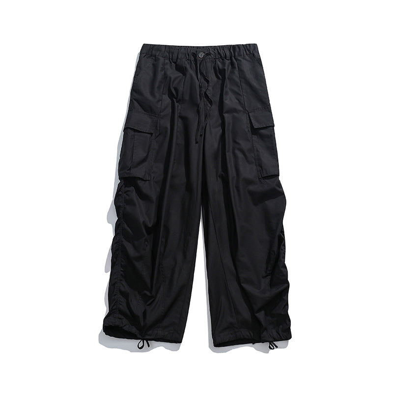 Solid Color Three-dimensional Large Mouth Straight-leg Trousers