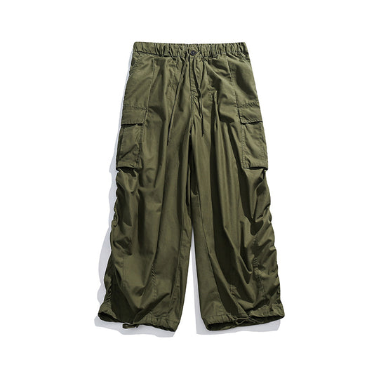 Solid Color Three-dimensional Large Mouth Straight-leg Trousers