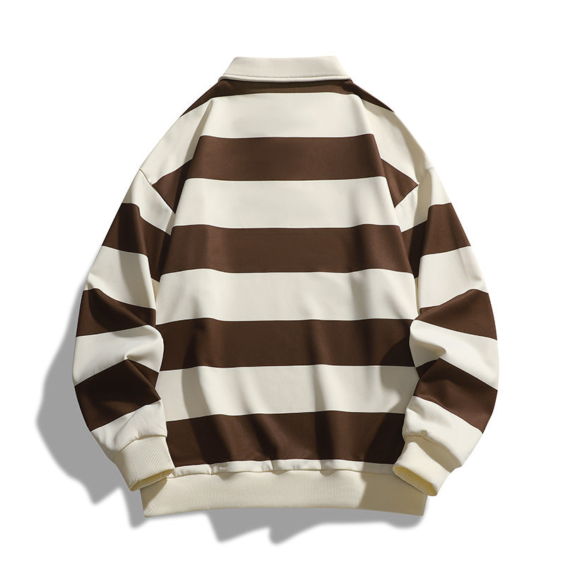 Men's Loose T-shirt Striped Sweatshirt Sweater