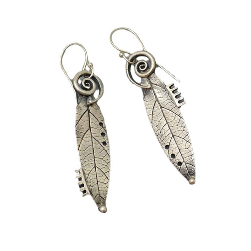 Plant Leaf Alloy Earrings Spiral Earrings