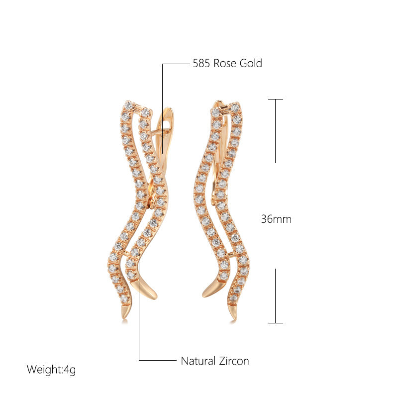 Zircon Geometric Earrings Temperament 585 Rose Gold