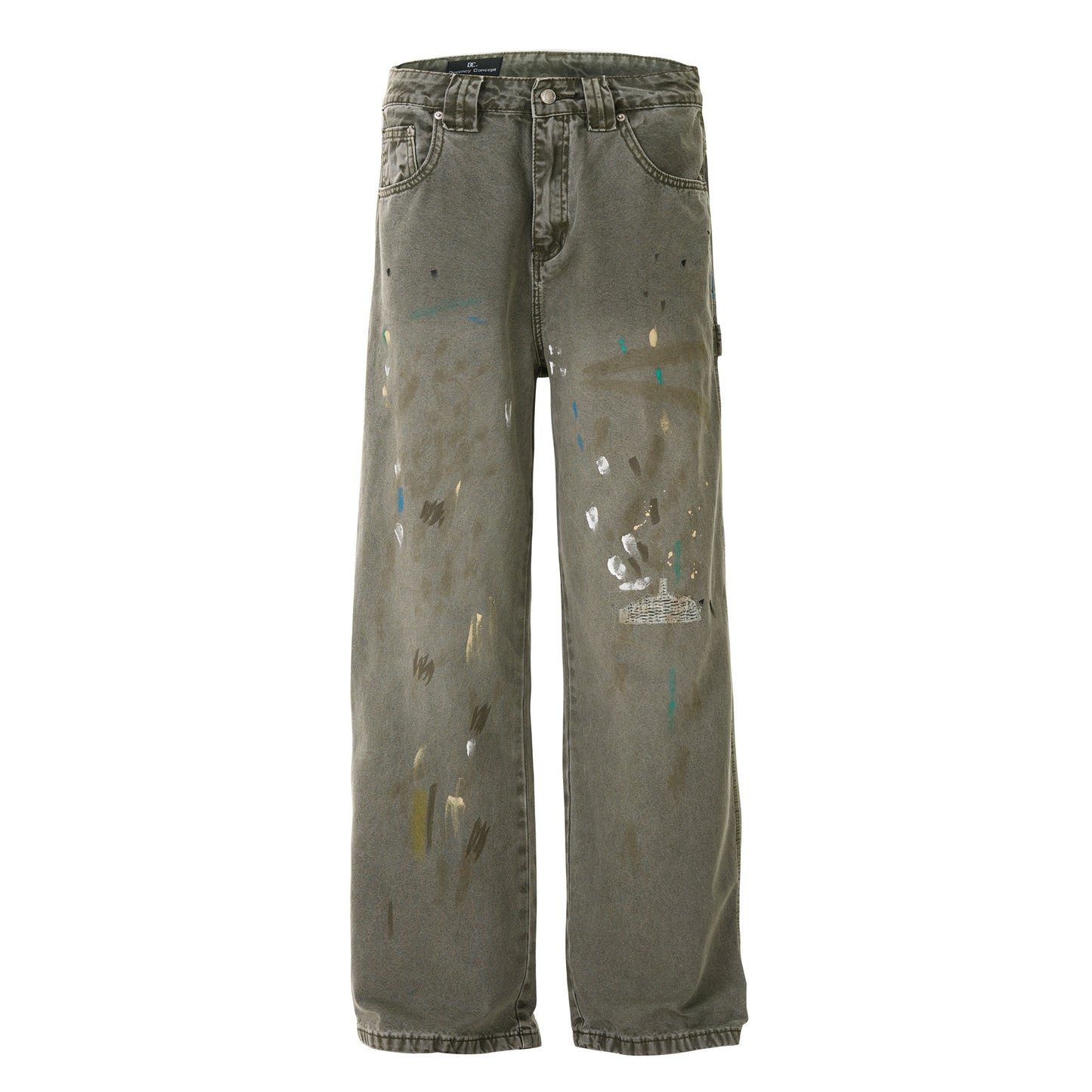 Painted Old Design High Sense Loose Denim Trousers