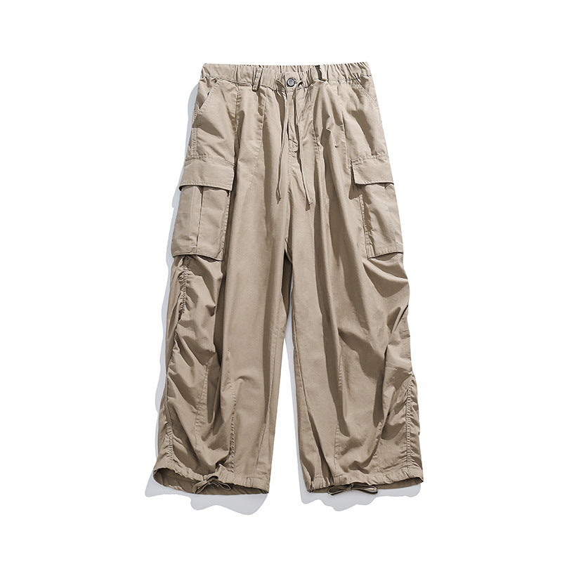 Solid Color Three-dimensional Large Mouth Straight-leg Trousers