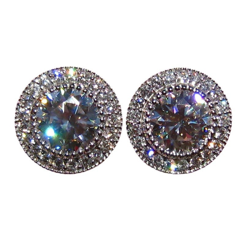 Zircon Full-jeweled Stud Earrings Female