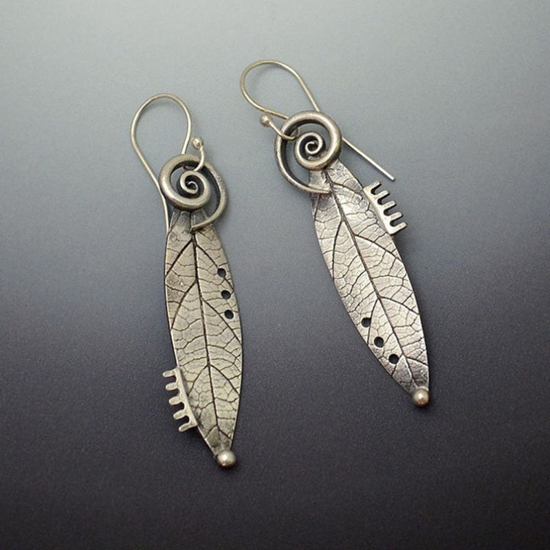 Plant Leaf Alloy Earrings Spiral Earrings