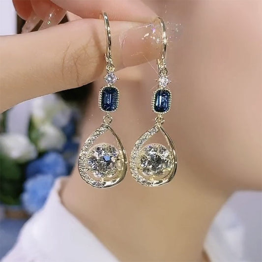 Exquisite Light Luxury High-grade Diamond-embedded Water Drop Earrings