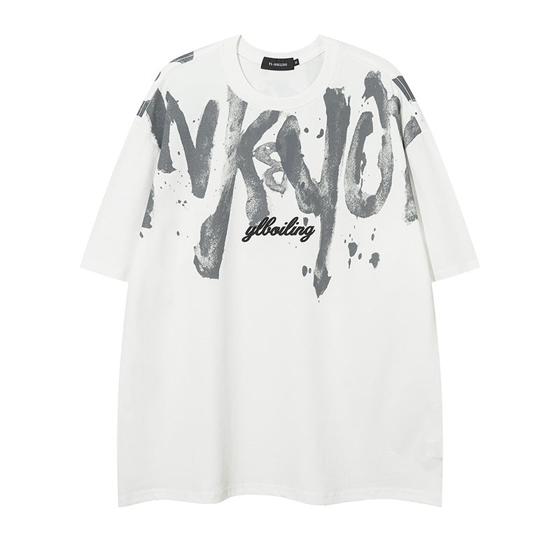 Graffiti Letter Print Short-sleeve T-shirt Men