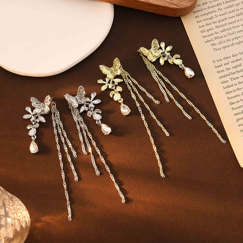 Dual-wear Butterfly Tassel Earrings Flower Earrings For Women