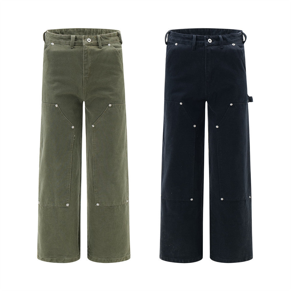 Retro Solid Color  Workwear Pants