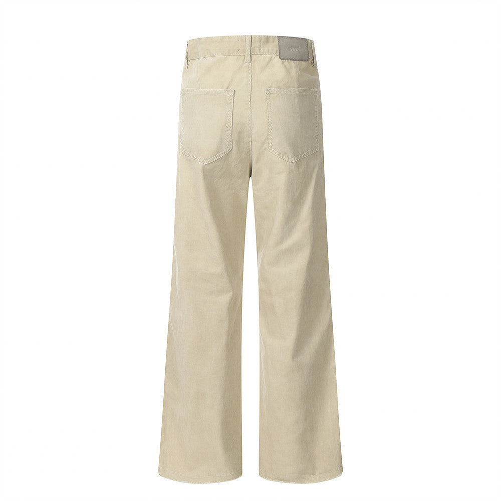 Washed Raw Edge Wide-leg Jeans Men