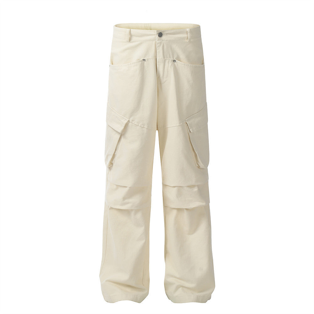 Loose Cargo Trousers Men Fashion Brands Knee Pleated