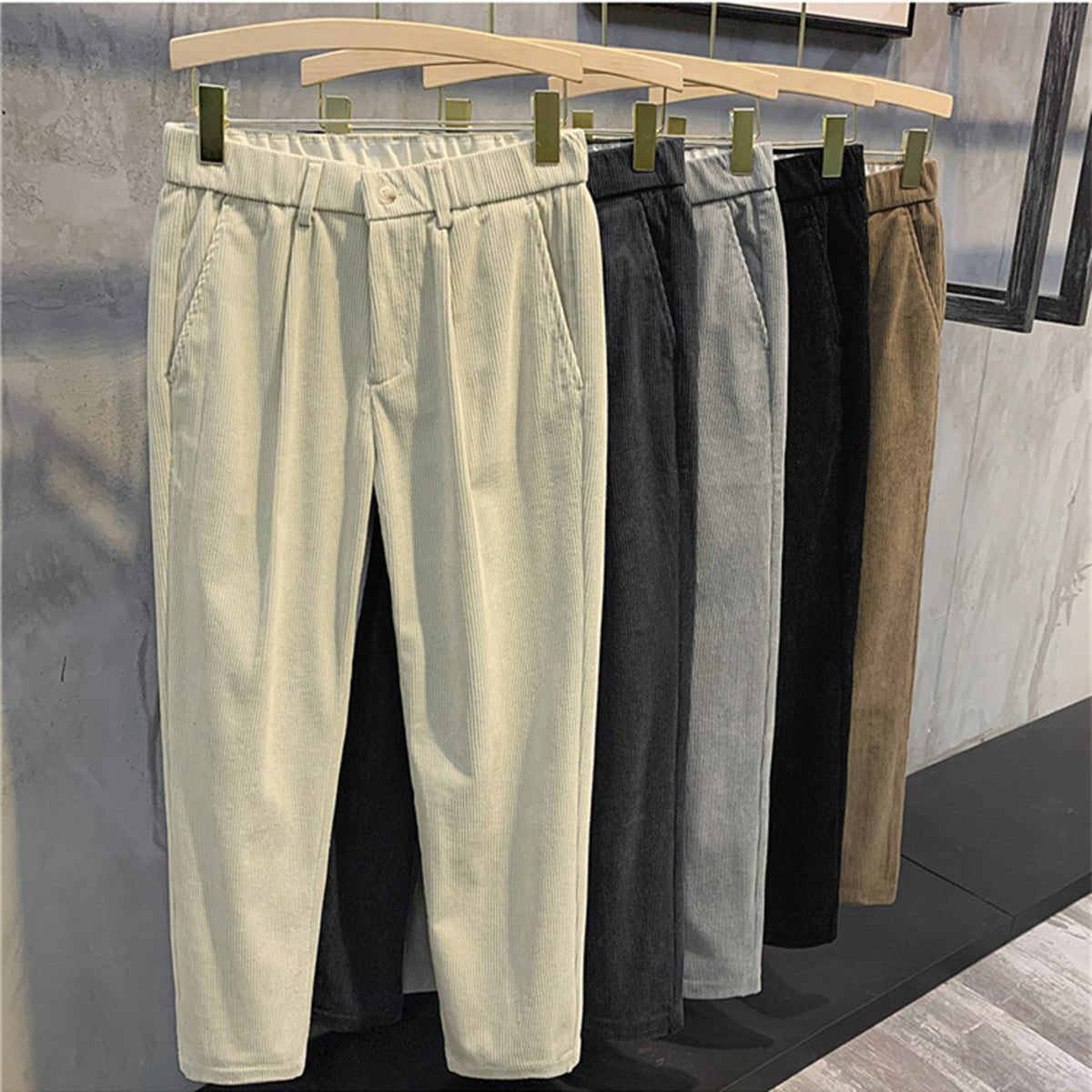 Solid Color Corduroy Warm Casual Pants